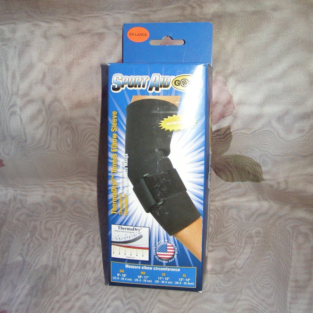 NEW XL Sport Aid Gold ThermaDry Tennis Elbow Sleeve Black